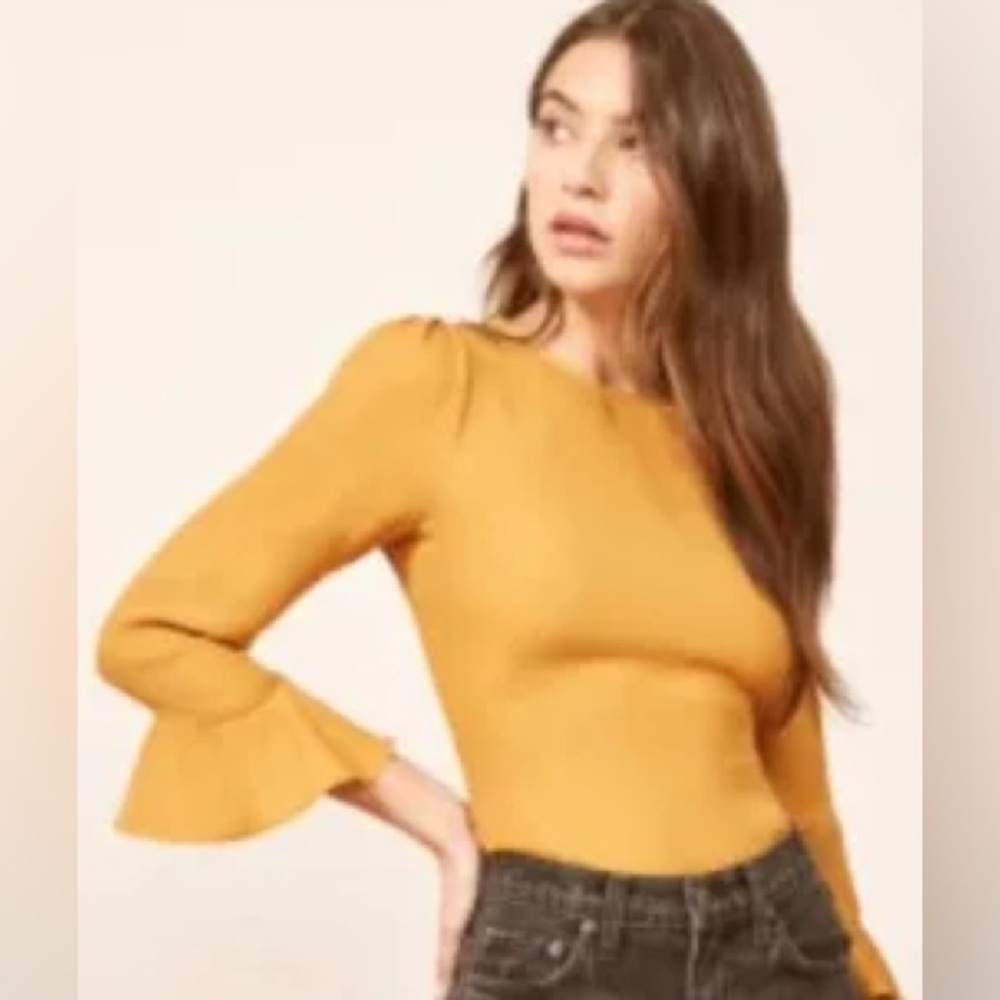 Reformation Mustard Yellow Blouse SzS